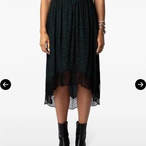 Zadig & Voltaire Black Asymmetrical Leopard Skirt